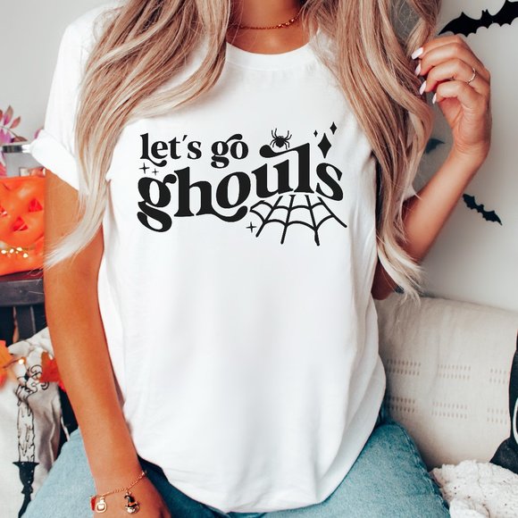Let's Go Ghouls  Halloween Tee Unisex Short Sleeve T-shirt Halloween Shirt - Picture 3 of 5